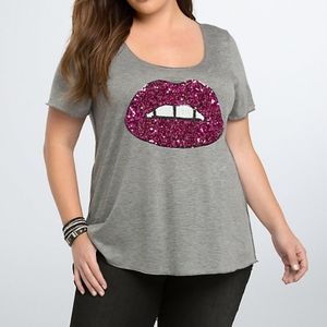 Gray Torrid sequin lips top in 2X